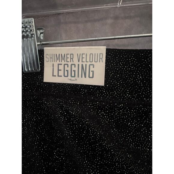 Victoria’s Secret PINK Black Shimmer Glitter Velour Sparkle Leggings Medium NWT - Picture 4 of 10